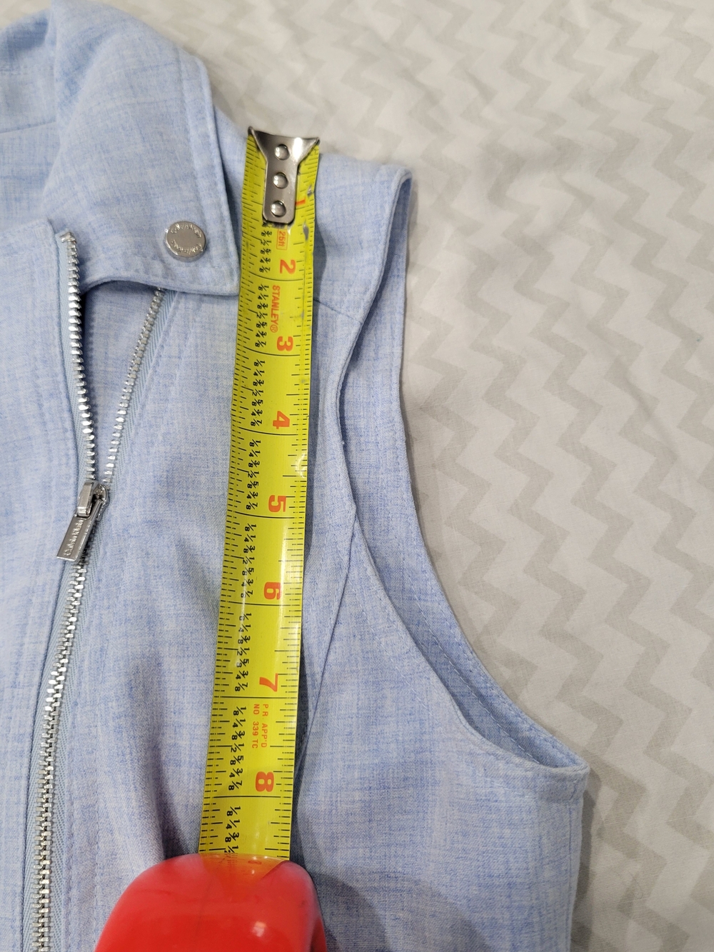 Calvin Klein Sleeveless Light Blue Zip-Front Sheath Dress - Picture 13 of 14